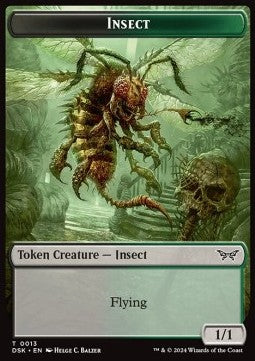 Insect Token (BG 1/1 Flying) // Manifest Token (C 2/2)⁣ - Duskmourn: House of Horror: Tokens⁣ (Token)⁣ [T 13/18]
