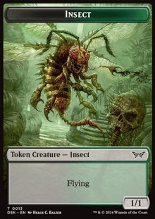 Insect Token (BG 1/1 Flying) // Manifest Token (C 2/2)⁣ - Duskmourn: House of Horror: Tokens⁣ (Token)⁣ [T 13/18]
