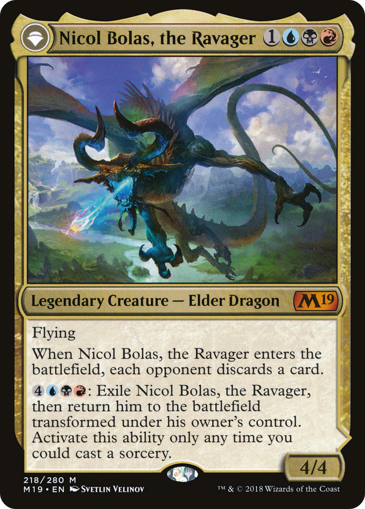 Nicol Bolas, the Ravager (M19-218) - Core Set 2019: (originpwdfc) Foil
