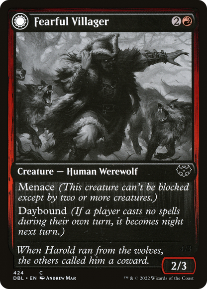 Fearful Villager (DBL-424) - Innistrad: Double Feature: (Double Faced Transform)