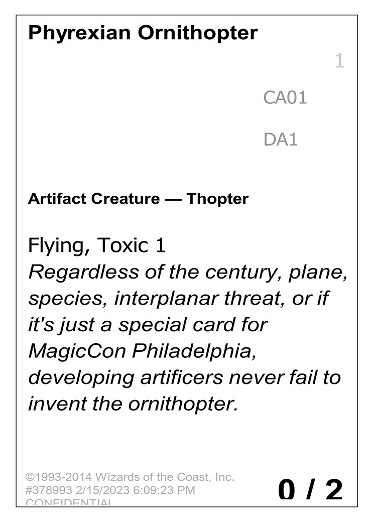 Phyrexian Ornithopter (UNK-CA01) - Unknown Event
