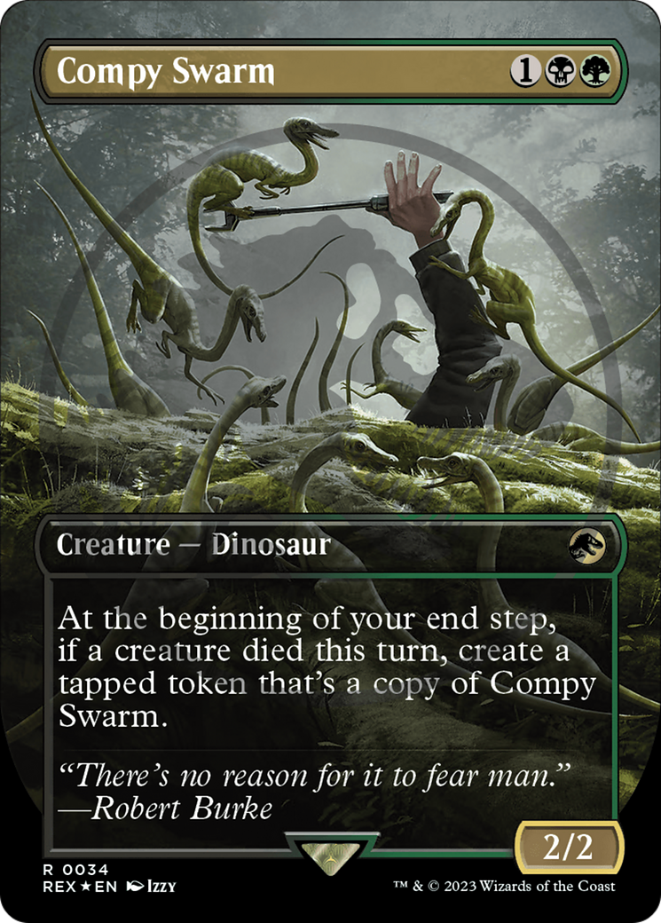 Compy Swarm (Borderless) (Emblem) (REX-034) - Jurassic World Collection (Borderless) Foil