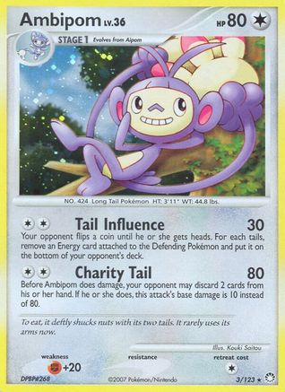 Ambipom 003/123  - Reverse Holofoil Mysterious Treasures - Holo Rare