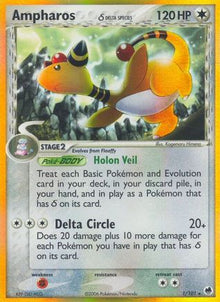 Ampharos (Delta Species) 001/101  - Reverse Holofoil Dragon Frontiers - Holo Rare