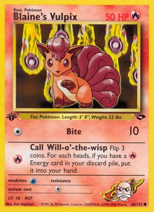 Blaine's Vulpix 066/132  - Unlimited Gym Challenge - Common