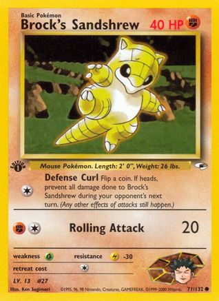 Brock's Sandshrew (71) 071/132  - 1st Edition Gym Heroes - Common