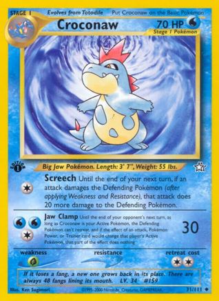 Croconaw (31) 031/111  - 1st Edition Neo Genesis - Uncommon