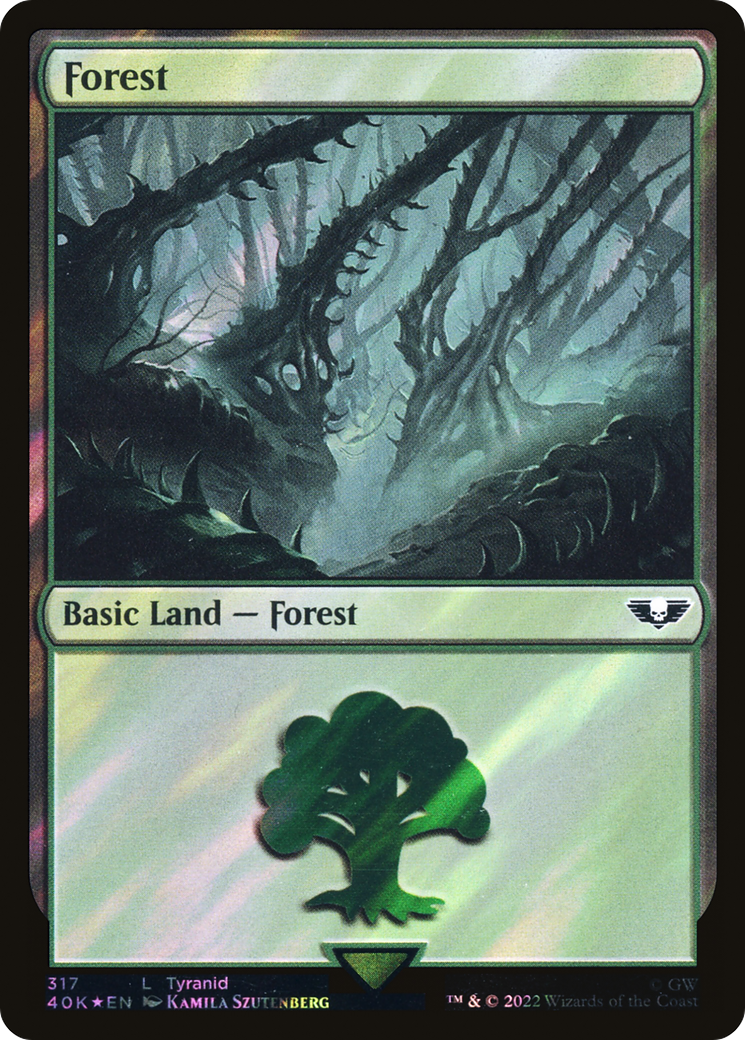 Forest (317) (Surge Foil) (40K-317★) - Warhammer 40,000 Commander Foil