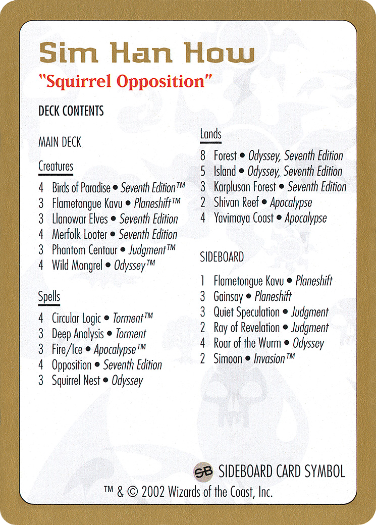 Sim Han How Decklist (WCD-) - World Championship Decks 2002