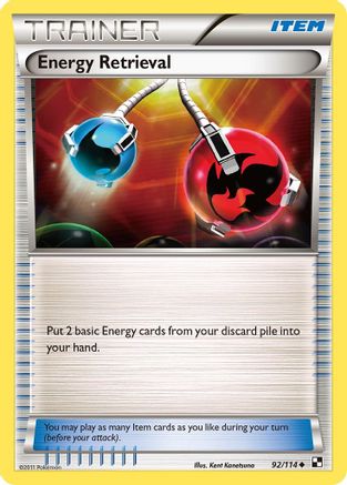 Energy Retrieval 092/114  - Reverse Holofoil Black and White - Uncommon