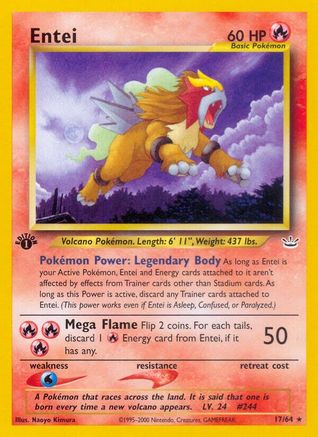 Entei (17) 017/64  - 1st Edition Neo Revelation - Rare