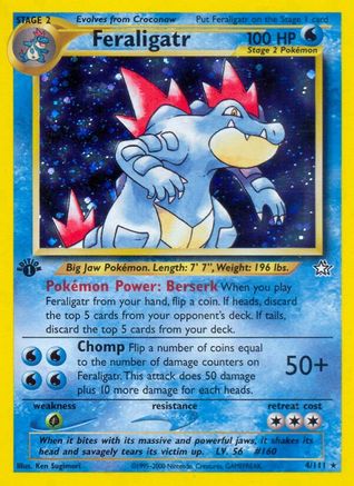 Feraligatr (4) 004/111  - 1st Edition Holofoil Neo Genesis - Holo Rare