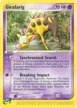 Girafarig 016/97  - Reverse Holofoil Dragon - Rare