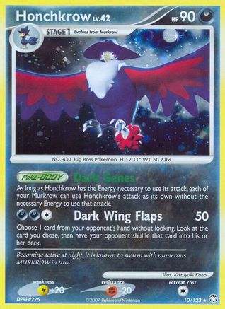 Honchkrow 010  - Reverse Holofoil Mysterious Treasures - Holo Rare