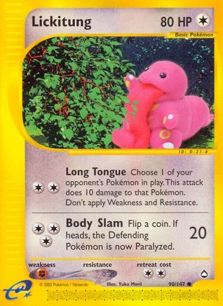Lickitung 090  - Reverse Holofoil Aquapolis - Common