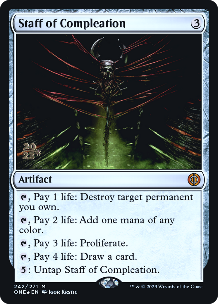 Staff of Compleation (PRE-242S) - Phyrexia: All Will Be One Promos Foil