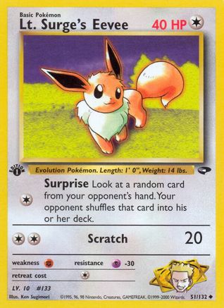 Lt. Surge's Eevee 051/132  - Unlimited Gym Challenge - Uncommon