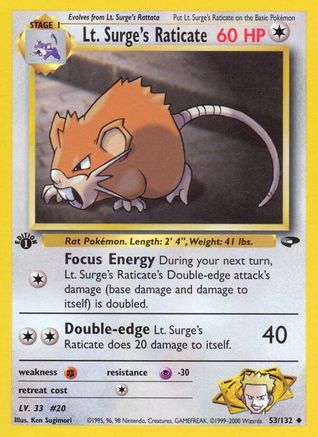 Lt. Surge's Raticate 053/132  - Unlimited Gym Challenge - Uncommon
