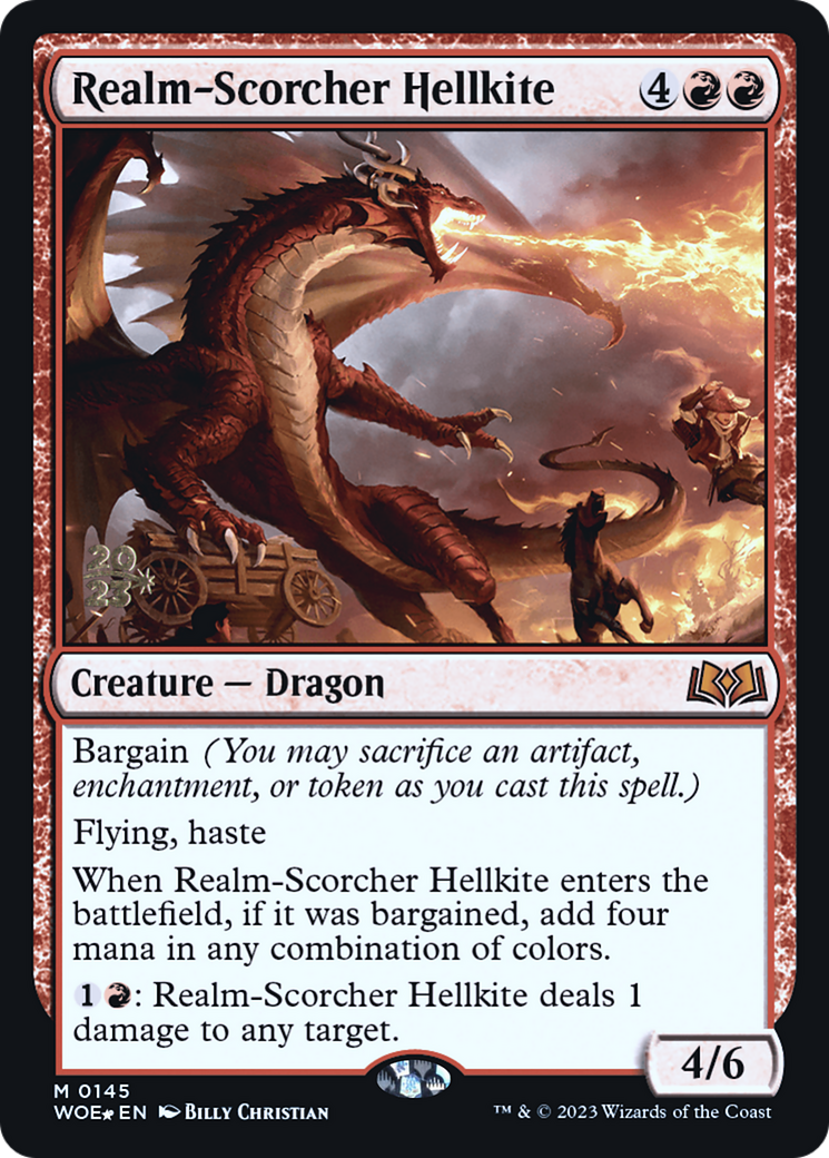 Realm-Scorcher Hellkite (PRE-145S) - Wilds of Eldraine Promos Foil