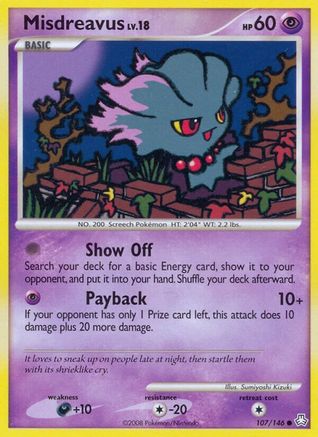 Misdreavus 107  - Reverse Holofoil Legends Awakened - Common