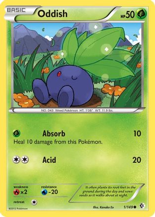 Oddish 001/149  - Reverse Holofoil Boundaries Crossed - Common