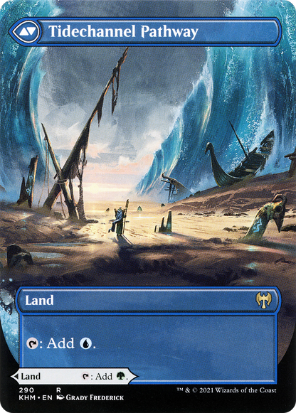 Barkchannel Pathway (Borderless) (KHM-290) - Kaldheim: (Showcase) (Borderless) Foil