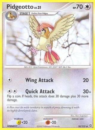 Pidgeotto 058  - Reverse Holofoil Secret Wonders - Uncommon