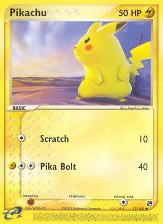 Pikachu 072/100  - Reverse Holofoil Sandstorm - Common