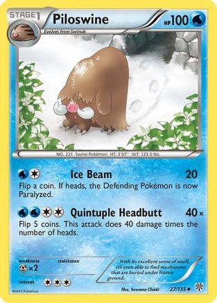 Piloswine 027  - Reverse Holofoil Plasma Storm - Uncommon