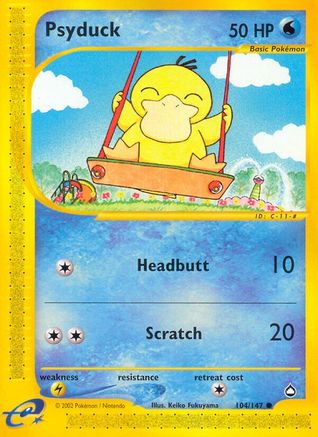 Psyduck 104  - Reverse Holofoil Aquapolis - Common