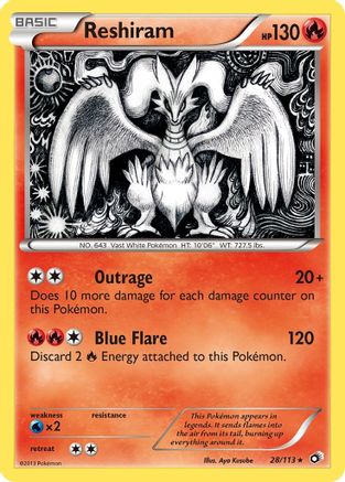 Reshiram 028/113  - Holofoil Legendary Treasures - Holo Rare