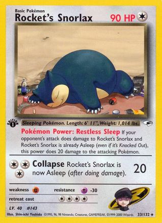 Rocket's Snorlax 033/132  - Unlimited Gym Heroes - Rare