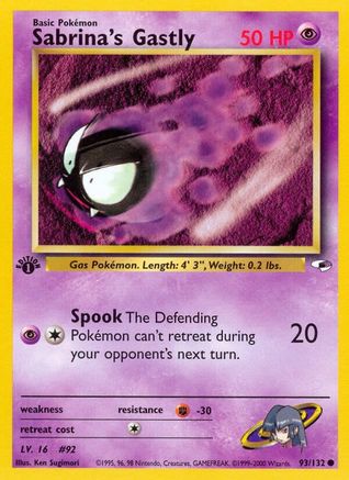 Sabrina's Gastly 093/132  - Unlimited Gym Heroes - Common