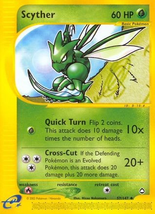 Scyther (57) 057  - Reverse Holofoil Aquapolis - Uncommon