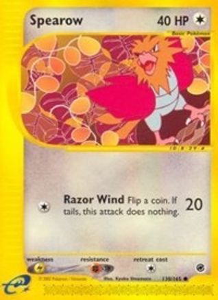 Spearow 130  - Reverse Holofoil Expedition - Common