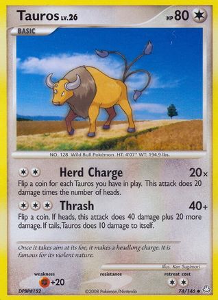Tauros 074  - Reverse Holofoil Legends Awakened - Uncommon