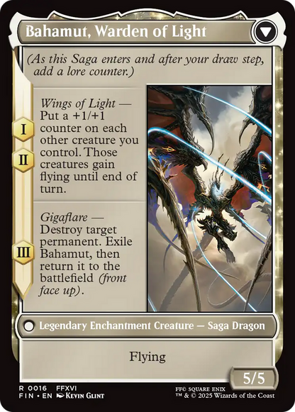 Dion, Bahamut's Dominant // Bahamut, Warden of Light (FIN-016) - FINAL FANTASY: (enchantment) Foil