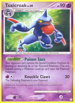 Toxicroak 036  - Reverse Holofoil Mysterious Treasures - Rare