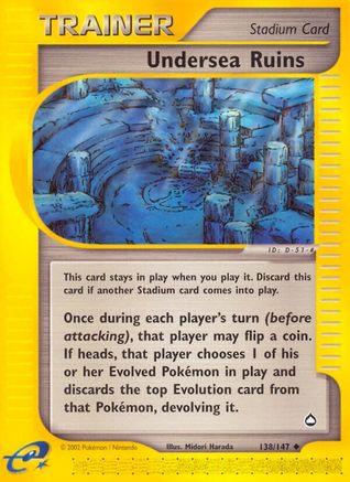 Undersea Ruins 138  - Reverse Holofoil Aquapolis - Uncommon