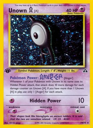 Unown [A] (14) 014/75  - Unlimited Holofoil Neo Discovery - Holo Rare