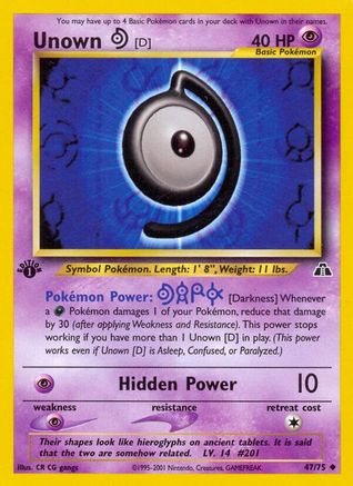 Unown [D] 047/75  - 1st Edition Neo Discovery - Uncommon
