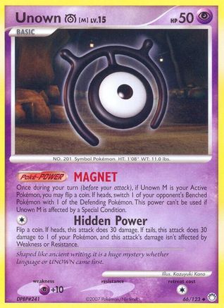 Unown [M] 066  - Reverse Holofoil Mysterious Treasures - Uncommon