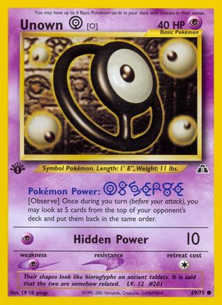 Unown [O] 069/75  - 1st Edition Neo Discovery - Common