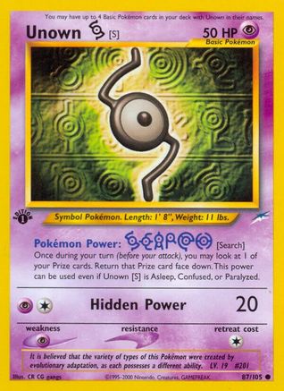 Unown [S] 087/105  - 1st Edition Neo Destiny - Common