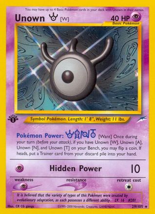 Unown [W] 029  - Unlimited Neo Destiny - Rare