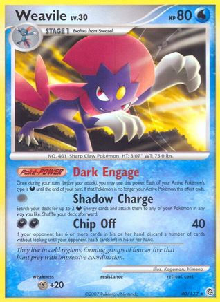 Weavile 040  - Reverse Holofoil Secret Wonders - Rare