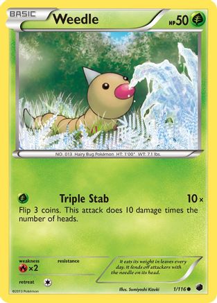 Weedle 001/116  - Reverse Holofoil Plasma Freeze - Common