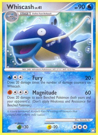 Whiscash 040  - Reverse Holofoil Mysterious Treasures - Rare