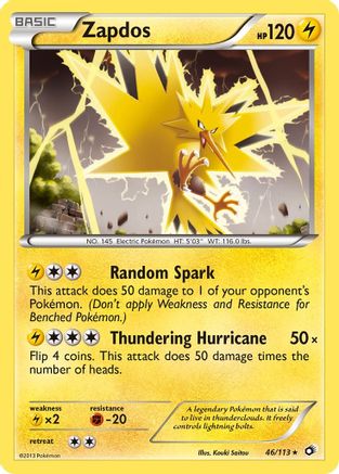 Zapdos 046/113  - Holofoil Legendary Treasures - Holo Rare