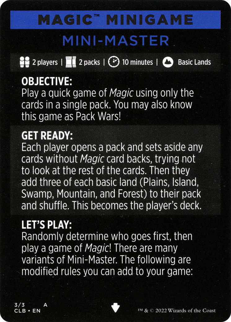 Mini-Master // Mini-Master (cont'd) (MCLB-003) - Commander Legends: Battle for Baldur's Gate Minigames Foil